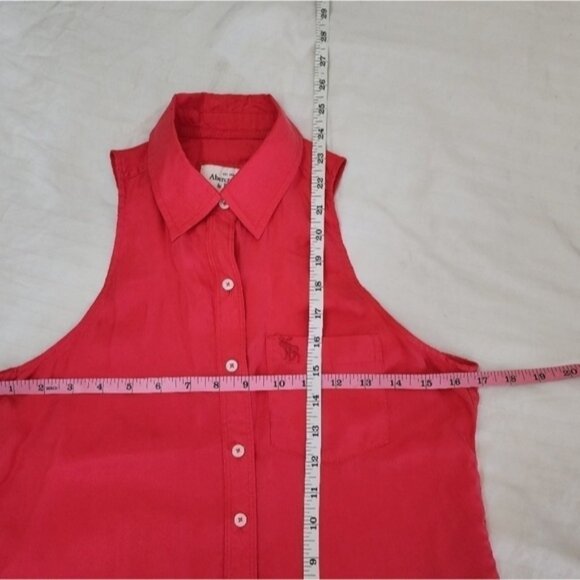 Abercrombie & Fitch 100% Silk Collared Sleeveless Button-Up Shirt  XS - Picture 4 of 6